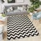TAPISO Dream Teppich Wohnzimmer Modern Kurzflor Weiß Schwarz Geometrisch Zig Zag Streifen Gestreift Schlafzimmer ÖKOTEX 220 x 300 cm