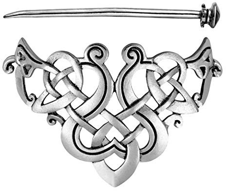 Lurrose 1 x Haarnadeln mit keltischem Knoten, -Drache, Vintage-Stil, silberfarbener Haarstab für Damen und Mädchen