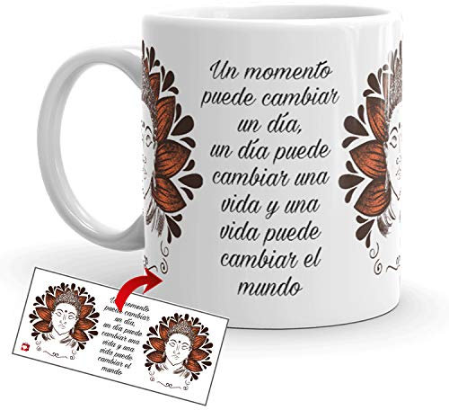 Kembilove Tazas de café diseño de Yoga – Taza de café inspiradora en Buda y Mensaje – Taza de Cerámica Duradera con Diseño Espiritual – Tazas Coloridas para Té y Café – Tazas de 350 ml