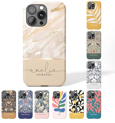 Tirita Personalised Phone Case for iPhone 7 & 8 – Hard Case or Cover With Custom Name or Initials – Cute Personalised Gift for Women or Girls [15. Marble Gold Beige]