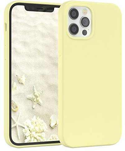 EAZY CASE Premium Silikon Handyhülle kompatibel mit iPhone 12/12 Pro, Slimcover mit Kameraschutz und Innenfutter, Silikonhülle, Schutzhülle, Bumper, Case, Hülle, Softcase, Blassgelb, Gelb