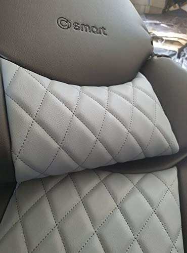 Top Car Athens || Rhombus || 2 Luxus Autositzbezüge | Kunstleder & Synthetik | 100% passgenau | Kompatibel mit SMART FORTWO (451) | Farben Schwarz / Grau