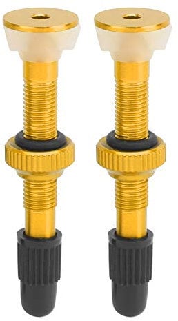 RiToEasysports 1Pair Mountain Bike Tubeless Valve Stem Aluminum Alloy Good Sealing Bicycle Presta Valve Stem with Nut(Gold) Ride
