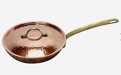Copper Garden Kupferpfanne 28 cm mit Stiel + Deckel I Mit Zinn beschichtete Pfanne aus Kupfer zur idealen Wärmeleitung/-verteilung I Bratpfanne spülmaschinenfest & robust I 100% lebensmittelecht