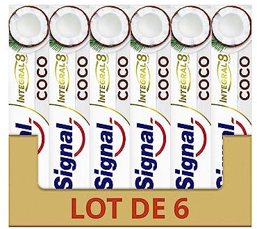 SIGNAL - Integral 8 Nature Elements Coco Zahnpasta – weißere Zähne – Mineralzink – 96% Inhaltsstoffe natürlichen Ursprungs (6 x 75 ml)