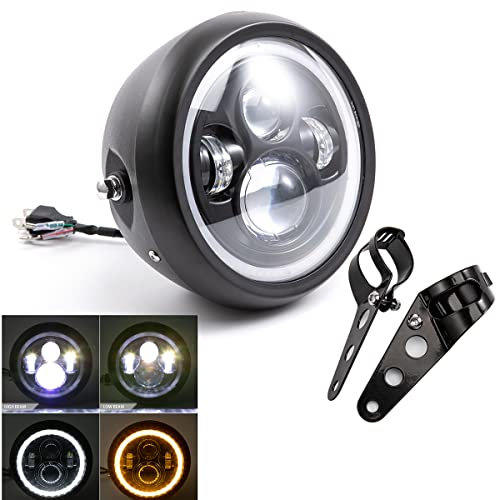 Phares de moto de 7,5 pouces Phares avant à LED pour Cafe Racer Bobber Chopper