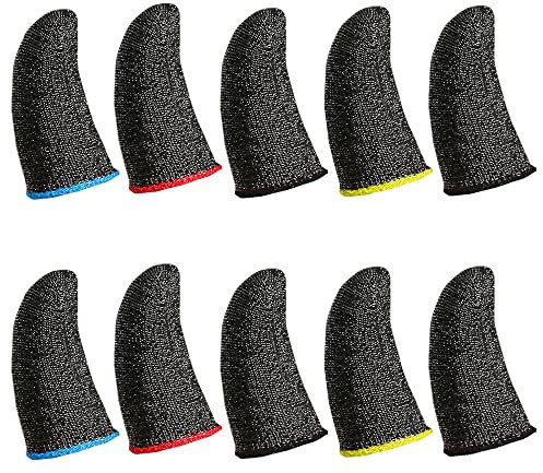 MAYUCYING 10 Pcs PUBG Mobile Finger Sleeve Breathable Finger Sleeves for Gaming Sweatproof Touch Screen Finger Glove Non-slip Ultra-thin Silver Fiber Finger Sleeves for Android Ios Mobile Games