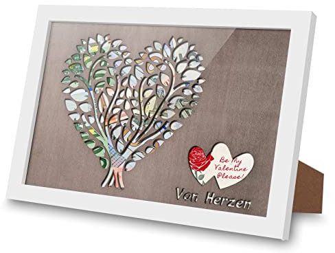 Hejo Geldgeschenk Hochzeit mit Herzmotiv im Bilderrahmen, Hochzeitsgeschenke für Brautpaar, Geldgeschenke zur Hochzeit, Geldgeschenke für Weihnachten Geburtstag Valentinstag