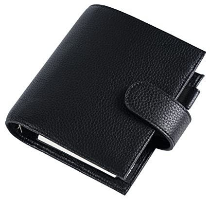 Moterm Pocket Luxe Ring Planer– Echtes Leder Binder Organizer (Kiesel-Schwarz, 30mm Ring)