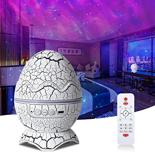 Dinosaur Egg Galaxy Star Projecteur avec Lecteur de Musique Sans Fil, Projecteur de Ciel étoilé avec Brouillard, Bruit Blanc, Minuterie et Télécommande, Cadeau pour la Chambre des Enfants / Adultes