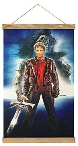 TTOOXZ Highlander Film-Poster, Stoffbild, Kunst, Holzrahmen, zum Aufhängen, Druck, Aufhänger für Raumdekoration, Ölleinwand, Geschenk