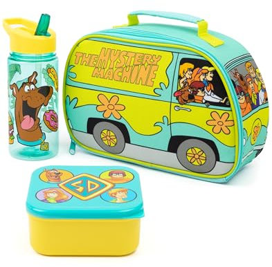 Scooby-Doo! Lunchbox Mystery Machine Lunch Bag Flasche und Snacktopf-Set für Kinder | Blau-Grün-Charakter-Tupperware | TV-Show-Film-Merchandise