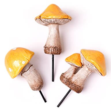 SEINHIJO 3pcs Champignon Décor Figurine Moderne Sculpture Arts Jardin Statues Maison Décoration Cadeau Résine 16cm