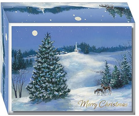 Crown Point Graphics Weihnachtskarten aus Wald, 30 Stück, Tier-Weihnachtskarten, Waldweihnachtskarten, Glitzer-Weihnachtskarten, Winterurlaubskarten, Frohe Weihnachten, Grußkarten mit Umschlägen