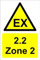 EX 2.2 Zone 2 – selbstklebender Aufkleber (400 mm x 300 mm)