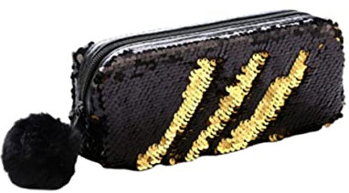 FRCOLOR Mermaid Pencil Bag Sequined Glitter Bag for Girl Pompon and Sequins for School Pen Case