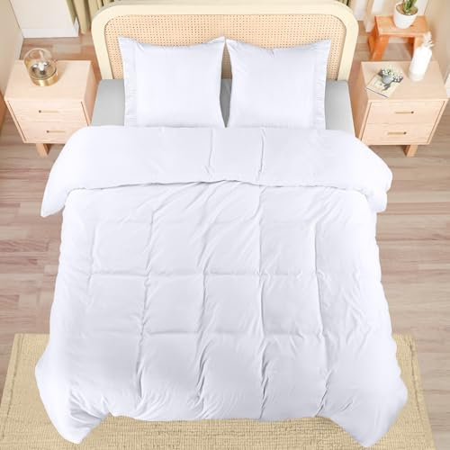 Utopia Bedding Housse de Couette 220x240 cm avec 2 Taies d'oreiller à Ourlet plissé 65x65 cm (Blanc) - Parure de lit 220x240 cm - Ensembles de Housses de Couette en Microfibre Brossée Douce