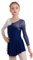 inhzoy Abito da Pattinaggio Artistico Bambina Manica Lunga Vestito da Balletto Ginnastica Artistica Body da Danza Classica Ballerina Strass Leotards Vestito da Ballo Lirico Blu Scuro A 13-14 Anni