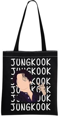 MEIKIUP Jungkook Canvas Tote Bag - K-pop Group Bangtan Herren Fan Geschenk JK Merch, Jk Tb, Large