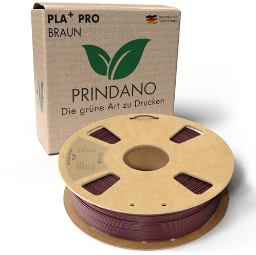 Prindano BIO PLA+ Filament 1.75mm PLA Plus 3D Drucker Filament 1 kg Spule Maßgenauigkeit +/- 0,03mm PLA+ FDM Druckerverbrauchsmaterial PLA+ Pro Braun