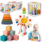 Richday 4 in 1 Montessori Jouets pour Enfants pour 3-6-12-18mois Empilage Blocs de Construction Corbeille Sensorielle Jouets de Dentition neonati Ragazze Ragazzi giocattoli Regali.