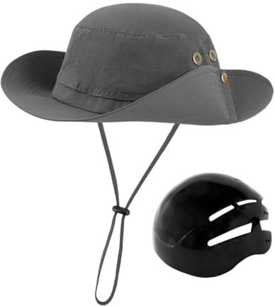 LOVIVER Fahrradhelm, Surf-Bucket-Hut, Sommer, stoßfeste Strandkappe, Erwachsenenhelm, Hutförmiger Helm für Frauen und Männer, Alltagskleidung, Reisen, GRAU
