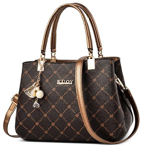 DORRISO Damen Handtasche Taschen Damen - Elegant Exquisites Anhänger Mehreren Fächern Wasserdicht PU Leder für Reisen Party Büro Urlaub Einkaufen Gold