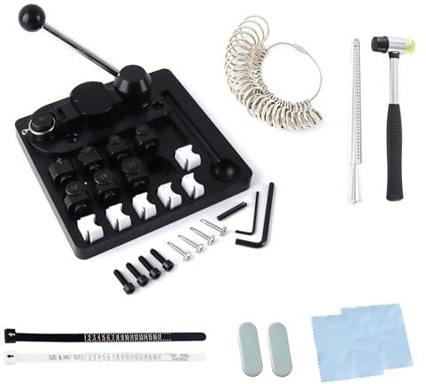Zhildmosin Ring Making Kit - Ring Bender Tool for Spoon Rings Heavy Duty, Different Types of Moulds with Other Ring Making Supplies (Ring Sizer, Ring Mandrel, Rubber Hammer, Ring Size Gauge)