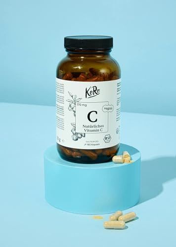KoRo - Natürliches Vitamin C aus Bio-Acerola 180 Kapseln - Nahrungsergänzungsmittel - Vegan - 85 mg Vitamin C pro Kapsel