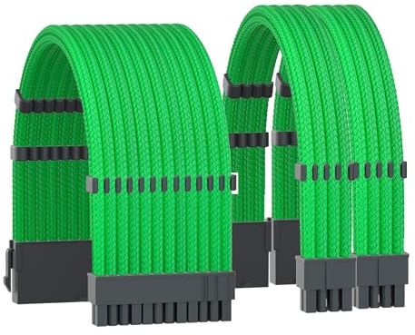 Formulamod cable extension pc,18AWG 1x 24pin ATX/2x 8(4+4) pin EPS PSU cable extension kit，11.8inch with Cable Combs (Green, BKP)