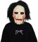 Fehodun Saw Maske Horror Puppen Maske Clown Killer Billy Maske Gruselige Puzzle Maske mit langen Haaren Halloween Gruselige Dämonenrequisiten für Erwachsene