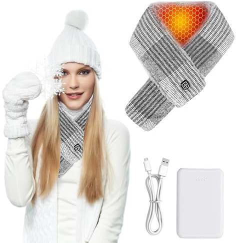 Heated Scarf Victop Heated Neck Scarf with 5000mAh Power Bank Rechargeable Neck Heat Pad for Pain Relief Electric Heated Neck Warmer with 3 Heating Levels Heated Neck Wrap for Men Women Outdoor Skiing