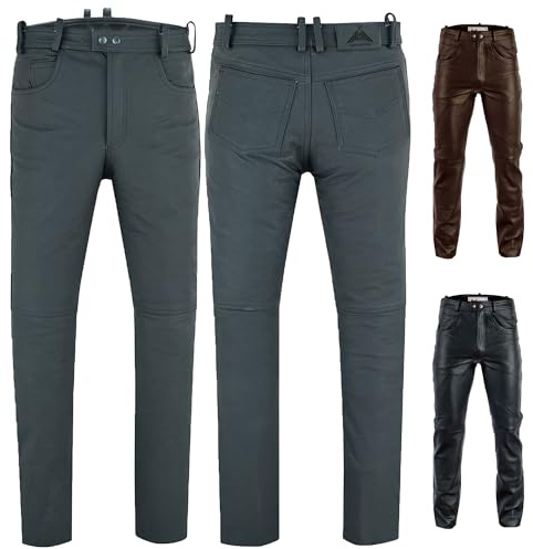 Radmasters Herren Lederhose lederjeans bikerjeans Jeans Hose Echtleder Schwarz & Braun