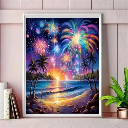 Peinture par Numero Adulte,L'île de la Célébration DIY Acryliques Peinture,Kit de Peinture à l'huile sur Toile avec Brosses et Peintures Acryliques Cadeau pour Maison Décor (sans Cadre)45x60cm