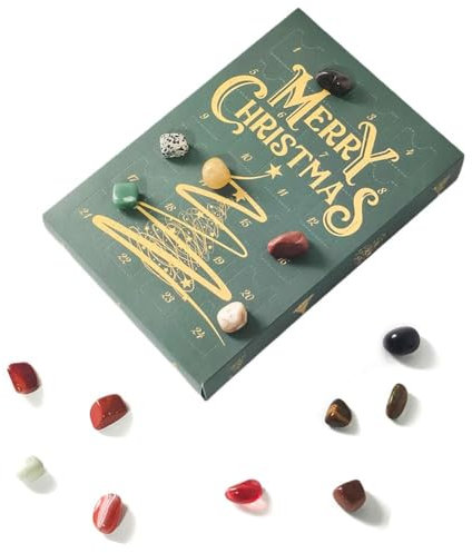 24 hochwertige Erz-Weihnachts-Adventskalender, Heilstein-Box, Geschenk für Jungen, Kinder, Mineralstoff-Kollektionen mit M9N5 G-Stein
