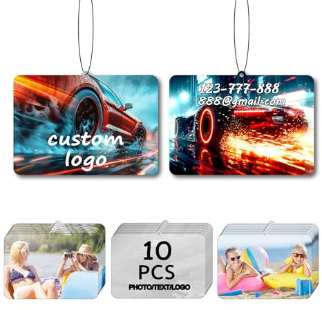10/20/50/100 Stück individuelle Logo-Lufterfrischer für Autos, personalisierte Auto-Lufterfrischer, doppelseitige Auto-Lufterfrischer im Großhandel mit Fototext-Logo (Horizontaler Rechteck)