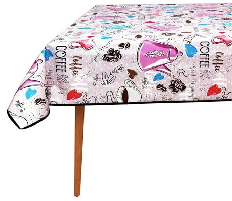 Wachstuch Tischdecke mit Kantenverstärkung - Wasserabweisend, Leicht zu Reinigen und Wetterfest - Reach Zertifiziert - 140 x 140 cm - Kaffee