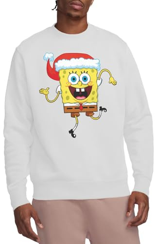 SPONGEBOB SQUAREPANTS Unisex Spongebob Squarepants Christmas Santa Hat Crew Sweatshirt Sweatshirt