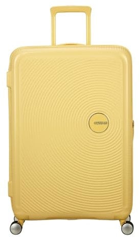American Tourister Soundbox - Hartschalenkoffer Groß, 77 cm - Trolley Koffer mit 4 Rollen, TSA-Schloss, Erweiterbar & Leicht, 97/110L, Pastellgelb (Pastel Yellow)