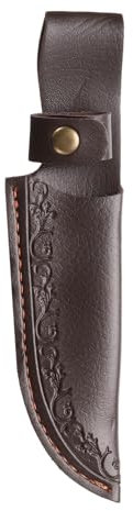 sourcing map Knife Sheath 8.46 Length Genuine Leather Carry Folding Knife Sheath for Outdoor Climbing Camping Cycling and Hiking, Deep Brown