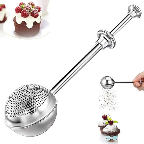 304 Stainless Steel Flour Powder Filter Spoon,Sourdough Bread Baking Supplies,Baker Dusting Wand for Sugar Flour Spices,Flour Sugar Powder Spoon Kitchen Tools and Accessories,Baking Sifters