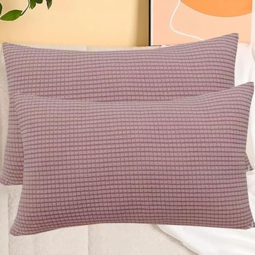 SWJ-swjssb Stretch Kissenbezüge Aus Kord - Quadratisch & Rechteckig, 2er Set Sofa Kissenbezug Mit Reißverschluss, Kissenhülle Für Kopfkissen, Zier - & Sofakissen(Light Purple,60x80 cm Set of 2)