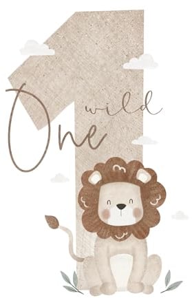 Bügelbilder Geburtstagszahl 1 mit Löwe, Gänseblümchen, Maus, Pferd, Aufbügler für Kindergeburtstag, T-Shirt, DIY Geschenk, Geburtstag Zahl, Erster Geburtstag, 1.Geburtstag, Iron on (ganzer Löwe)