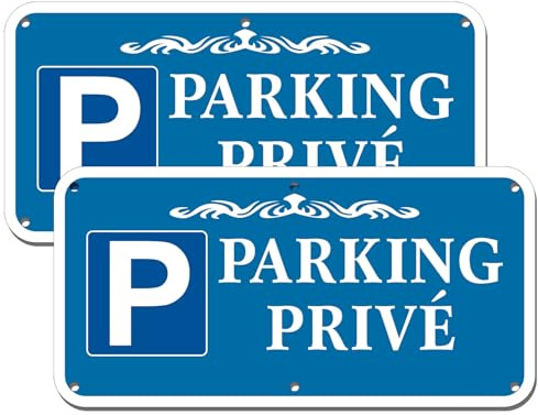 Yuzkouge Panneau Parking Privé Aluminium 2 Pièces, 15×30 cm | Panneau Propriété Privée Metal, Résistant aux UV, Imperméable