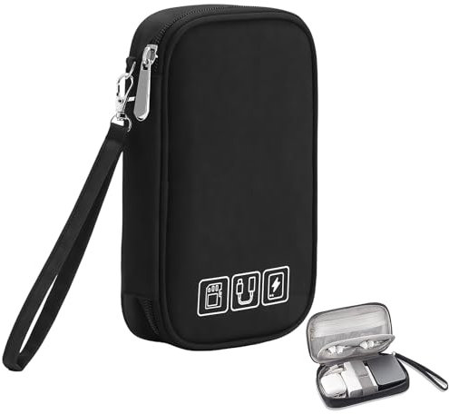 Daryunk Cable Bag, Small Electronic Accessories Organizer, Three-Layer Compact Travel Digital Storage Bag, for Portable Charger, Cables, Earphone, Cord, SD Card