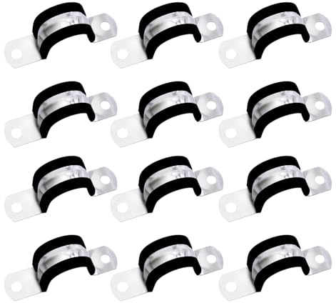 KLINNA 12 fascette stringitubo a U da 20 mm, in acciaio inox 304 con fissaggio a 2 fori, morsetto stabile per tubi e cavi