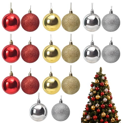 EUYKQNOI 18 Piezas Bolas Arbol de Navidad, 4cm Bolas de Navidad Rojo y Dorado, Juego de Bolas de Navidad, Decoracion Navidad, Adornos Arbol Navidad para Adornos Navidad