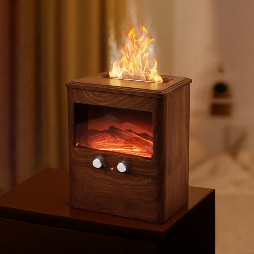 Vankarr Aroma Diffuser für ätherische öle Ultraschall Luftbefeuchter Duftöl Duftlampen Aromatherapie Diffusor für Yoga Büro Schlafzimmer, Weiß (3L Flammen)