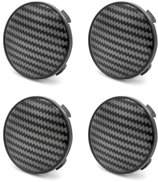TECART Radkappen 4 STK Radnabenkappen Passt für Audi Universal nabendeckel wasserdicht staubdicht Radnabenabdeckung ABS Nabendeckel Auto Zubehör (OD 61mm ID 57.5mm)-Schwarze Kohlefasermuster