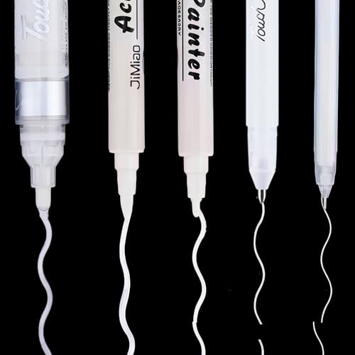 MIFARUI 4PCS White Gel Pens & Ink Pens for Art, 0.6/0.8/1/2mm Line Drawing Pen for Artists, White Pen for Black Paper, Journaling, Sketching, Drawing, Illustration